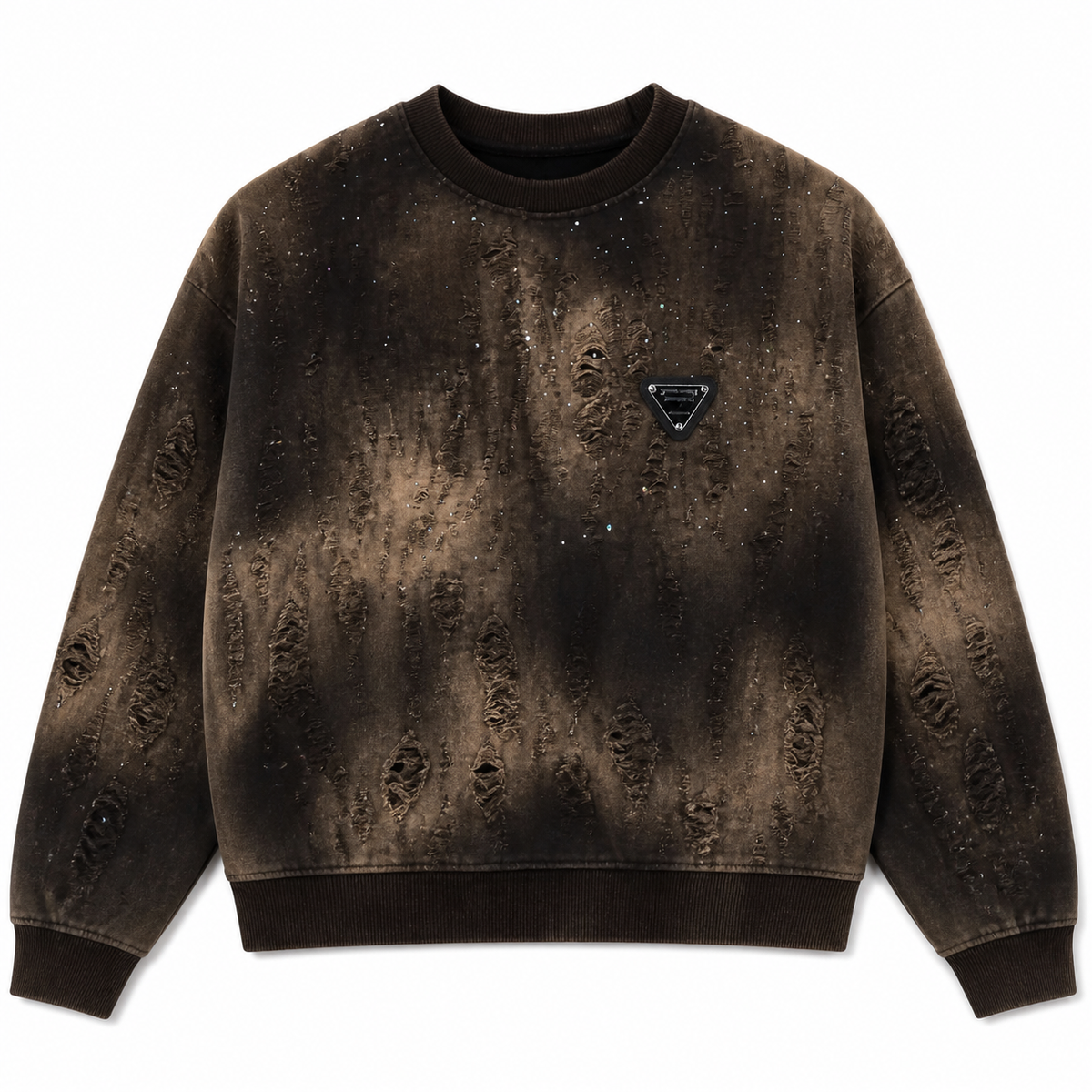Distressed Crystal Wash Sweatshirt - front view