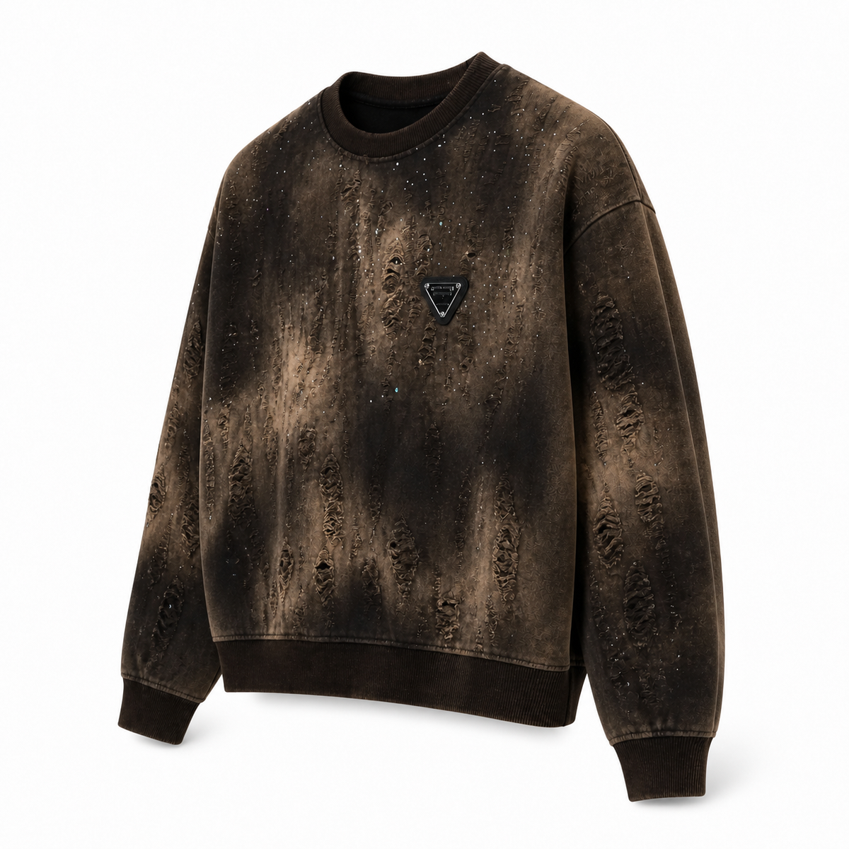 Distressed Crystal Wash Sweatshirt - angled view