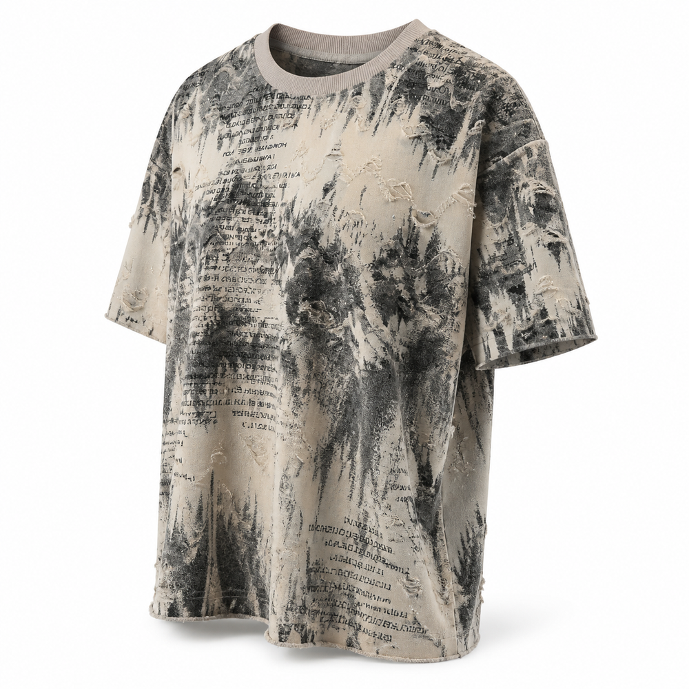 Distressed Print Crystal Tee