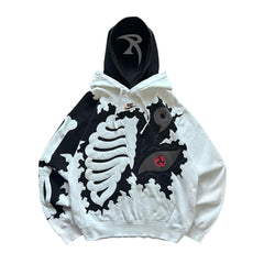 Halloween Graphic Streetwear Hoodie - 3D Skeleton - Black front alternate view