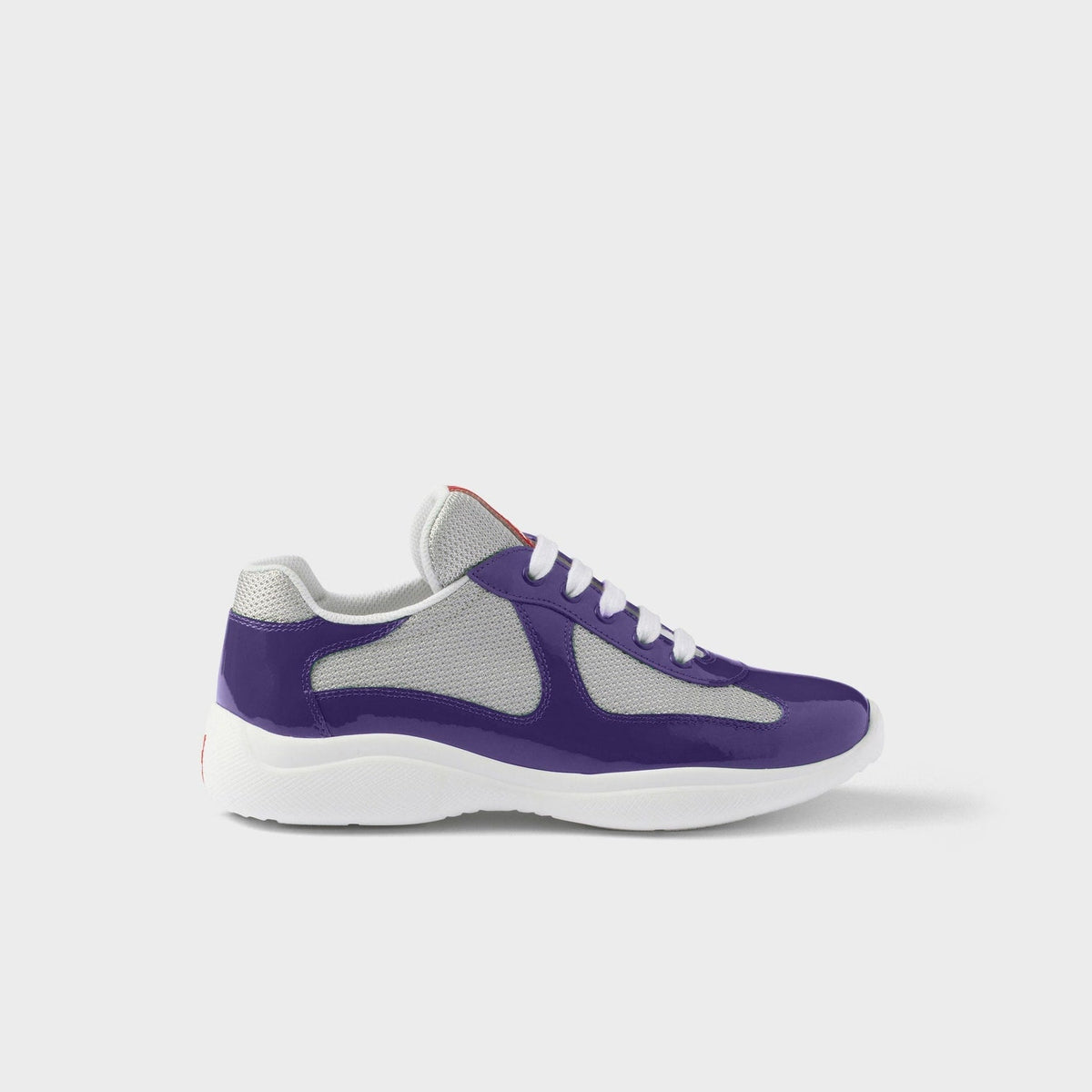 Violet patent mesh runner sneaker side view