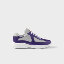 Violet patent mesh runner sneaker side view