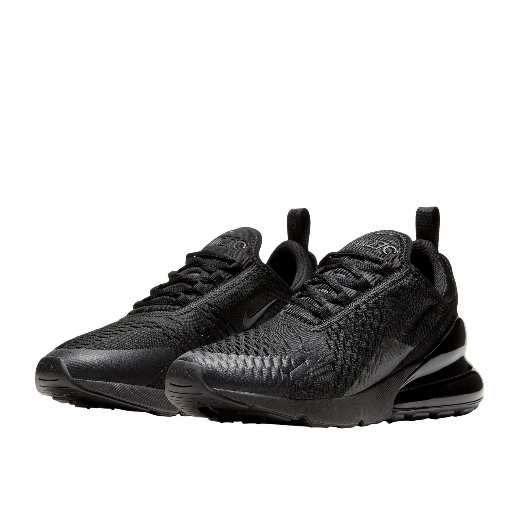 AM 270 Everyday Air Sneakers - Triple Black - angled pair view