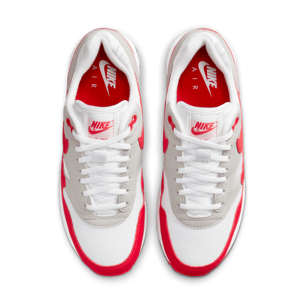 AM1 Big Bubble Sport Red - White / University Red / Light Neutral Grey - top pair view