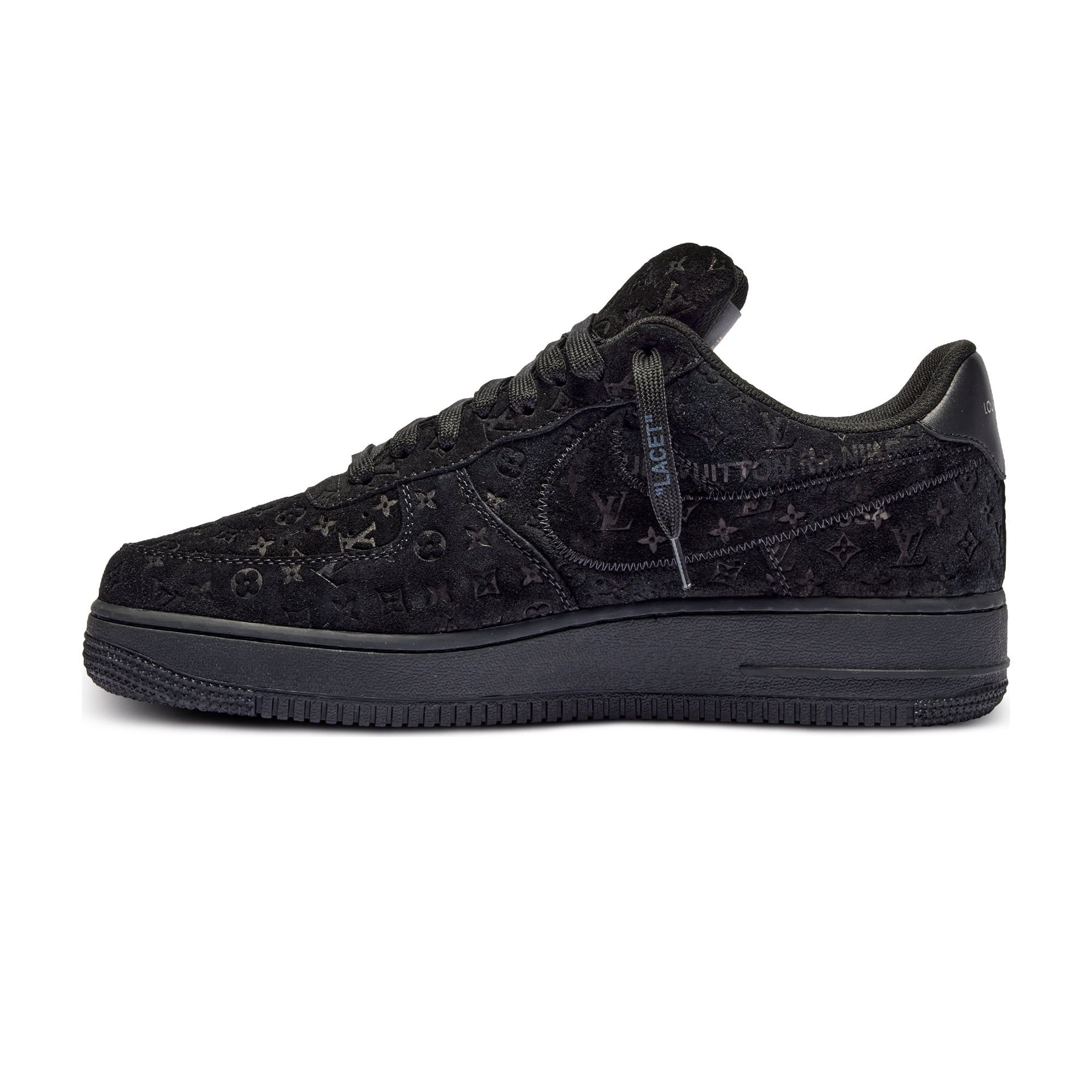 AF1 Low Black Monogram - Black - medial side view