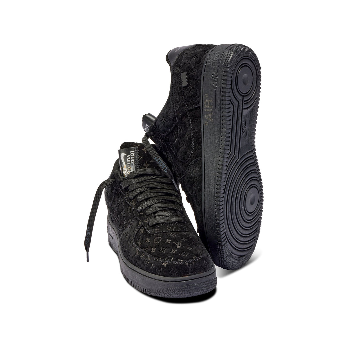 AF1 Low Black Monogram - Black - outsole and front view