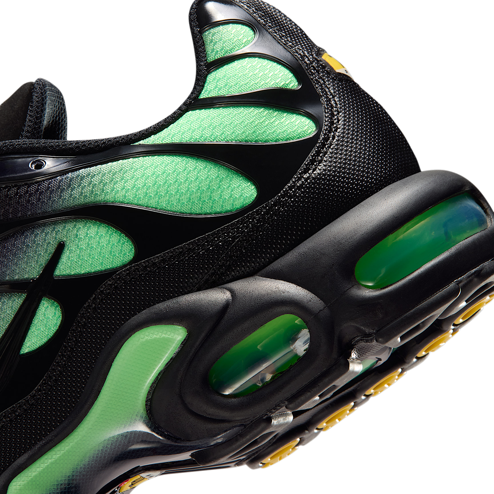 Air Max Plus Black Illusion Green - Black / Illusion Green - heel cushioning detail