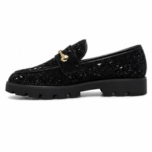 Black Mosaic Horsebit Lug Loafers - Black - medial side view