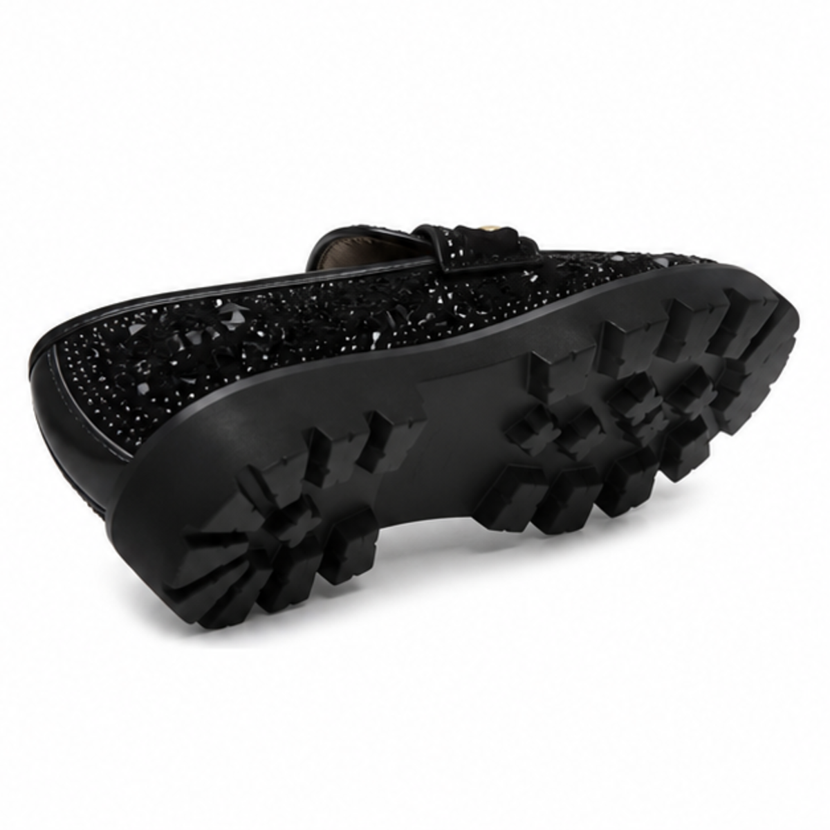 Black Mosaic Horsebit Lug Loafers - Black - outsole detail view