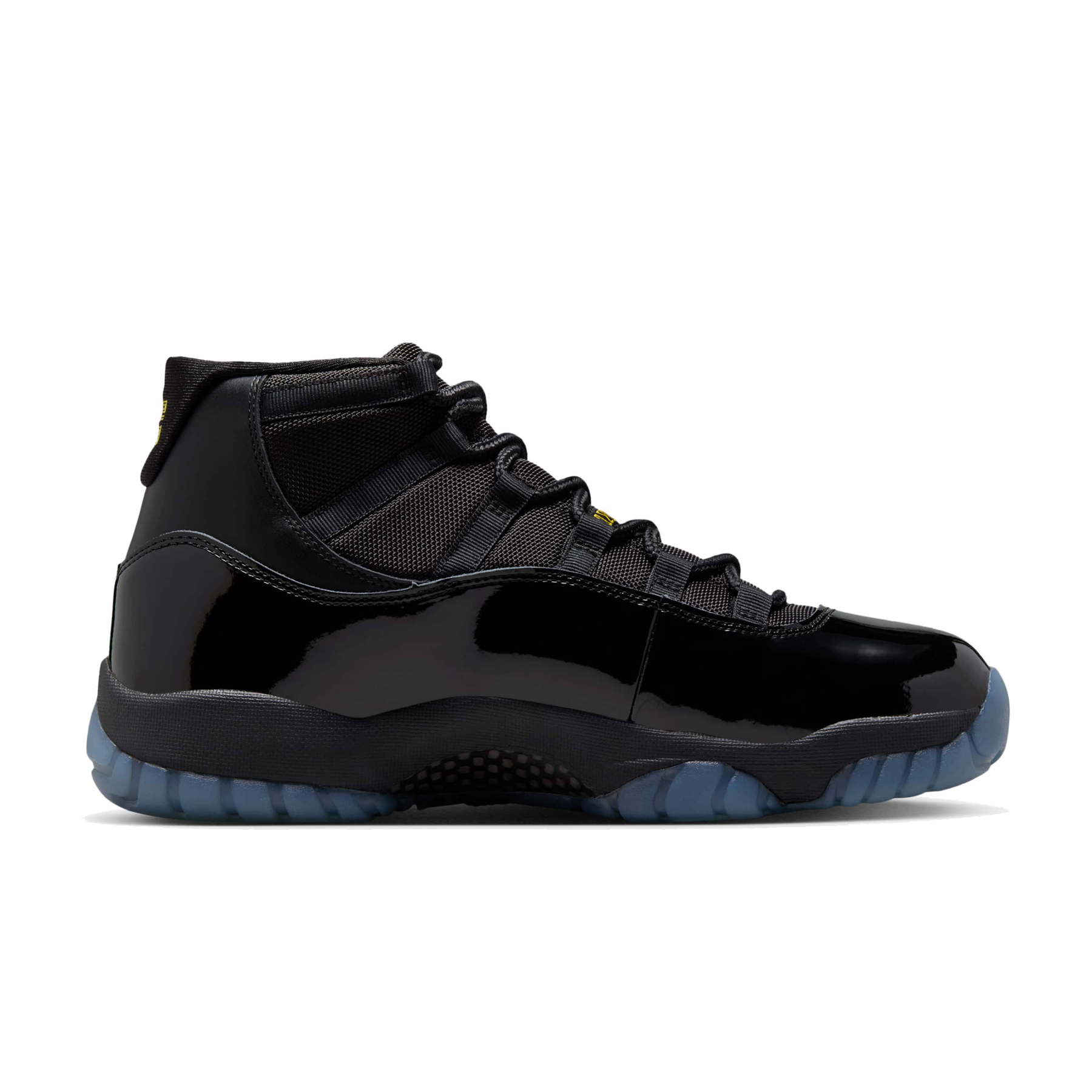 AJ11 Retro Gamma - Black / Gamma Blue / Varsity Maize - lateral side view
