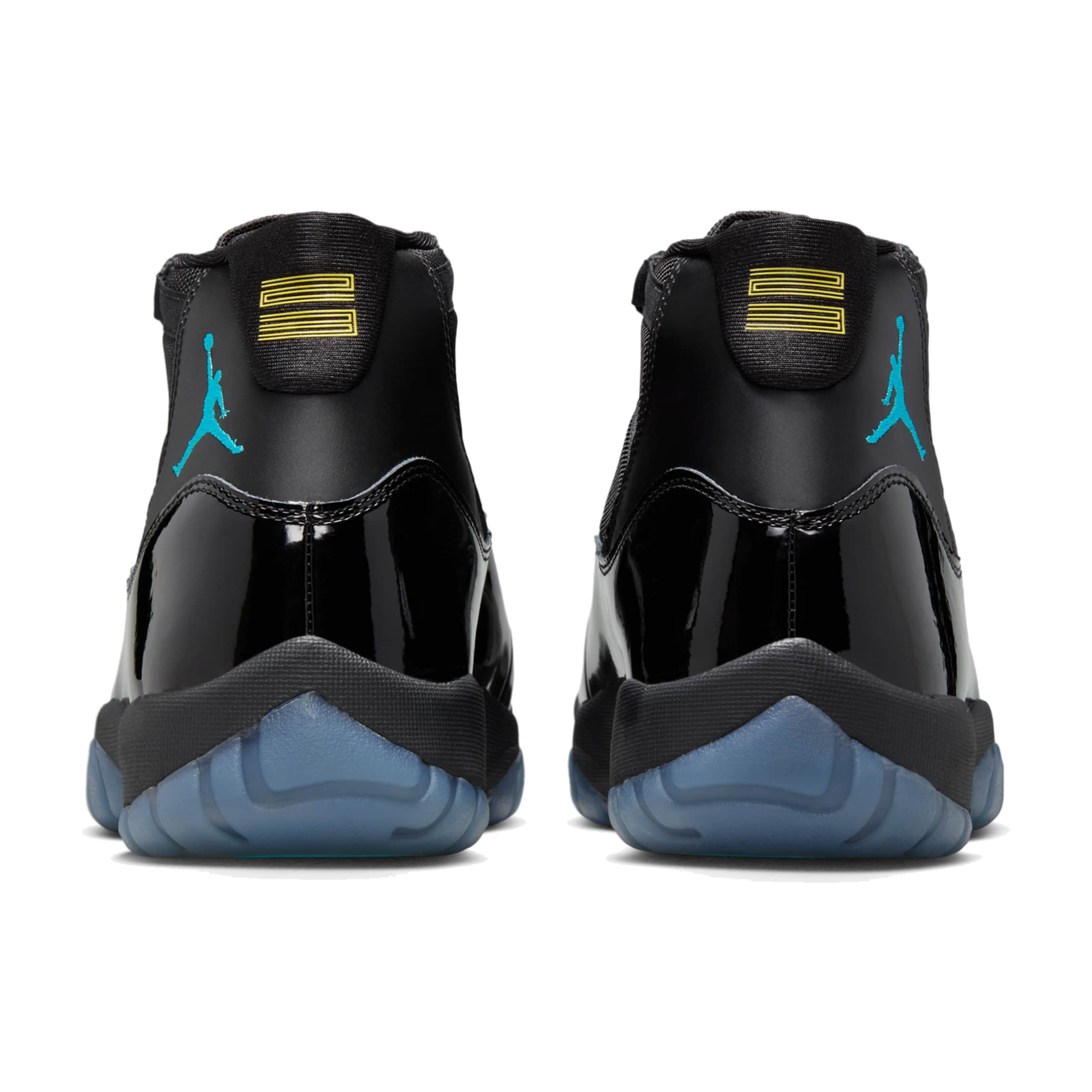 AJ11 Retro Gamma - Black / Gamma Blue / Varsity Maize - rear pair view