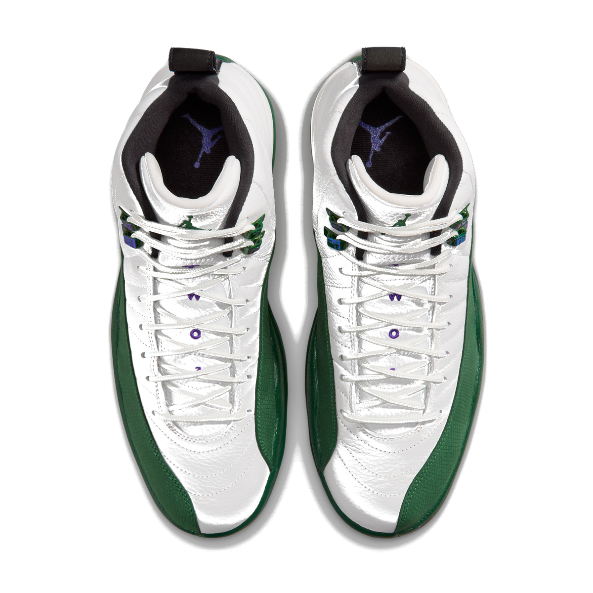 AJ 12 Retro Idols Become Rivals - Summit White Gorge Green - Summit White / Fierce Purple / Gorge Green - top pair view