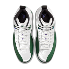 AJ 12 Retro Idols Become Rivals - Summit White Gorge Green - Summit White / Fierce Purple / Gorge Green - top pair view