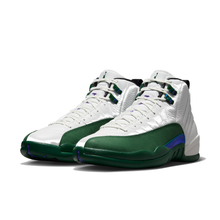 AJ 12 Retro Idols Become Rivals - Summit White Gorge Green - Summit White / Fierce Purple / Gorge Green - three-quarter pair view