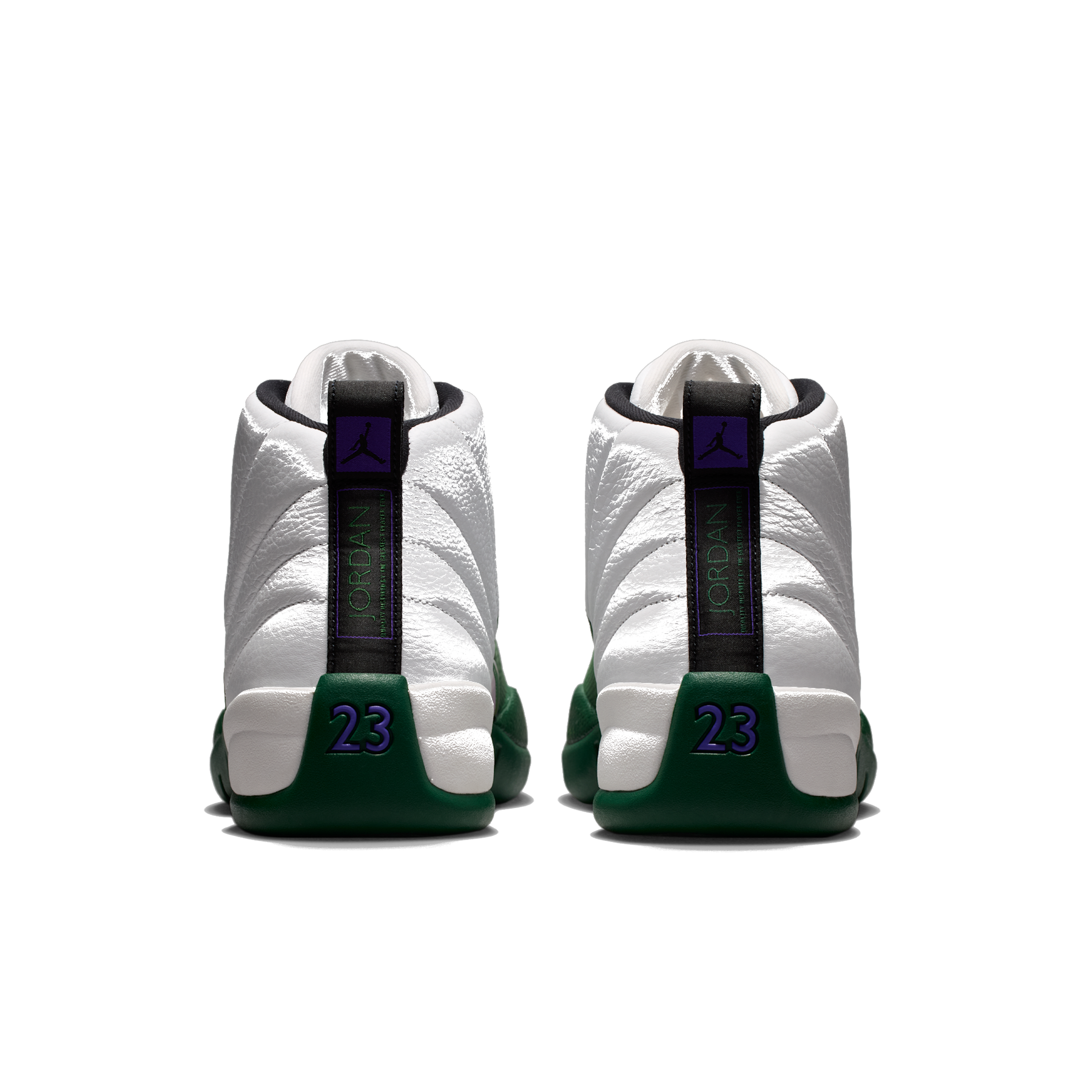 AJ 12 Retro Idols Become Rivals - Summit White Gorge Green - Summit White / Fierce Purple / Gorge Green - rear pair view