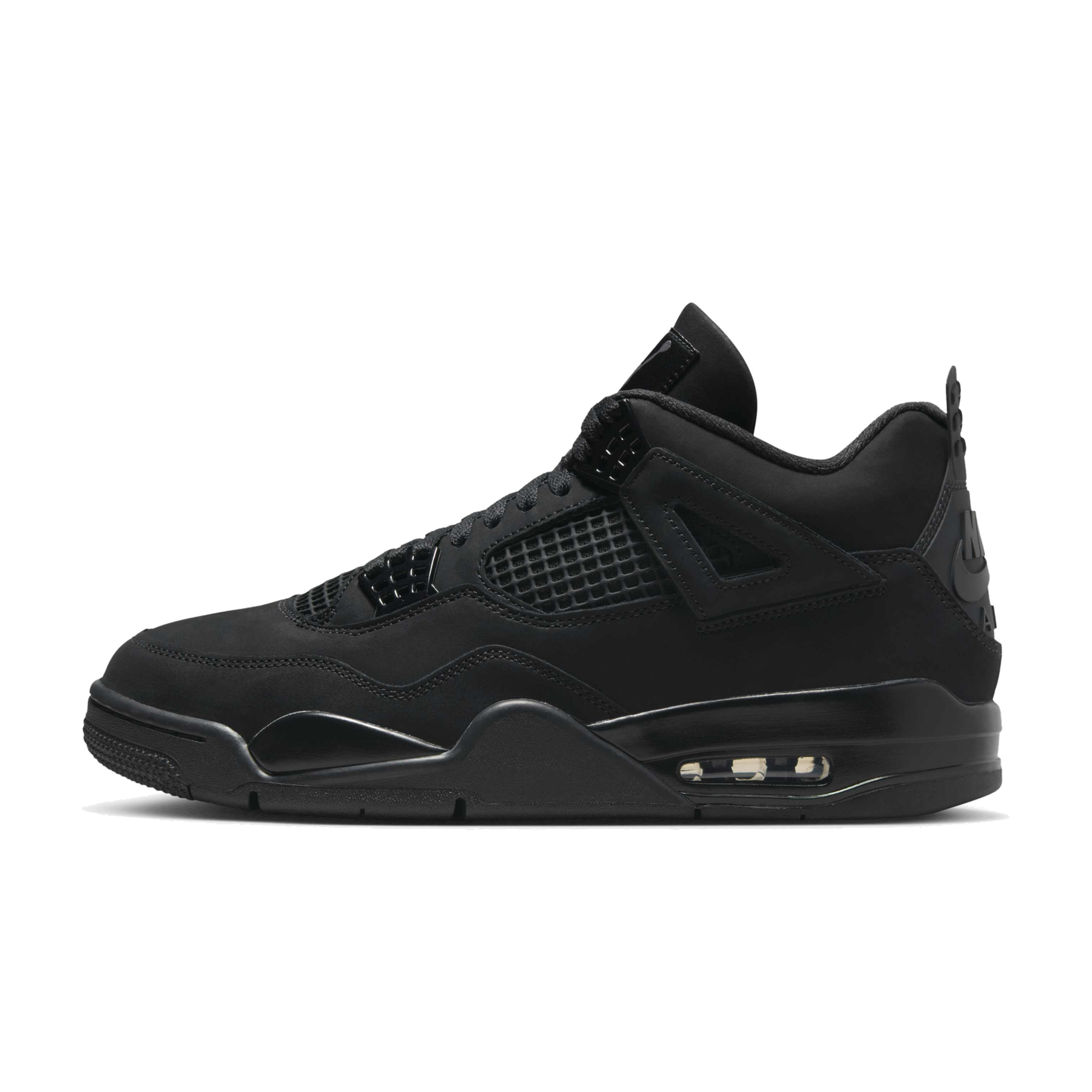 AJ4 Retro Black Cat FV5029-010 - medial or three-quarter side view