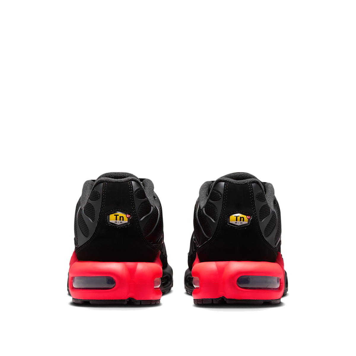 Air Max Plus Black Bright Crimson - Black / Bright Crimson / Black / Black - rear pair view