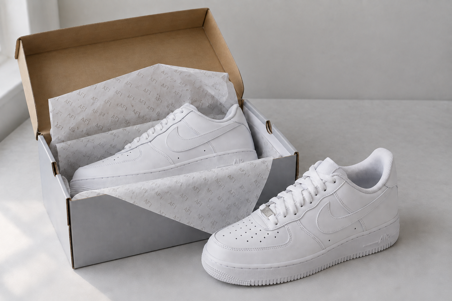 Illustration of sneakers with protective packaging